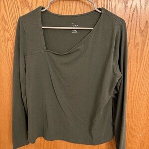 Women's Olive Green Long Sleeve Top